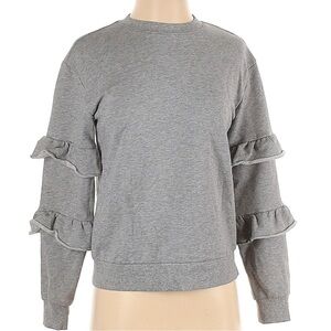 Grey Ruffle Sleeve Sweatshirt